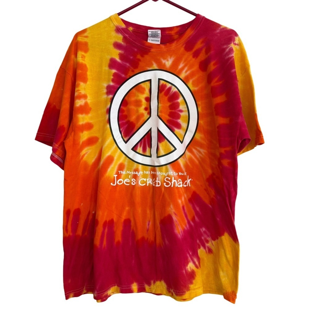 Y2K Joe’s Crab Shack Gildan Tie Dye Heavy Cotton Novelty Hippie Boho Tee